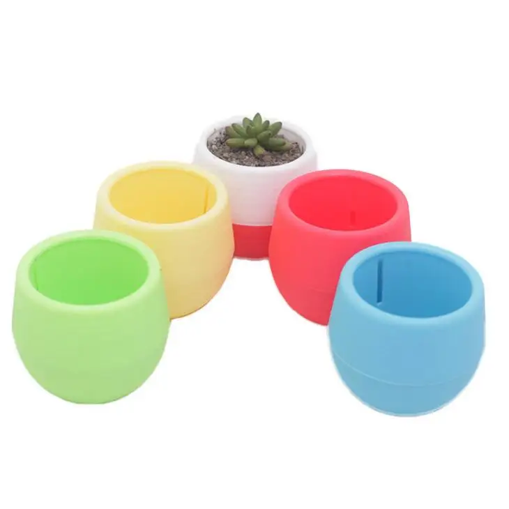 

Mini Round Plastic Unbreakable Succulent Plant Flower Pot Garden Home Office Desktop Micro Landscape Decor LX2309
