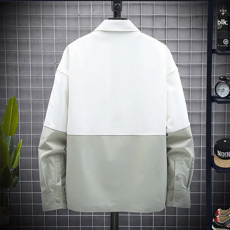 

Shirt men's 2021 spring new fashion casual Long Sleeve Shirt Men's spring clothes stitching coat