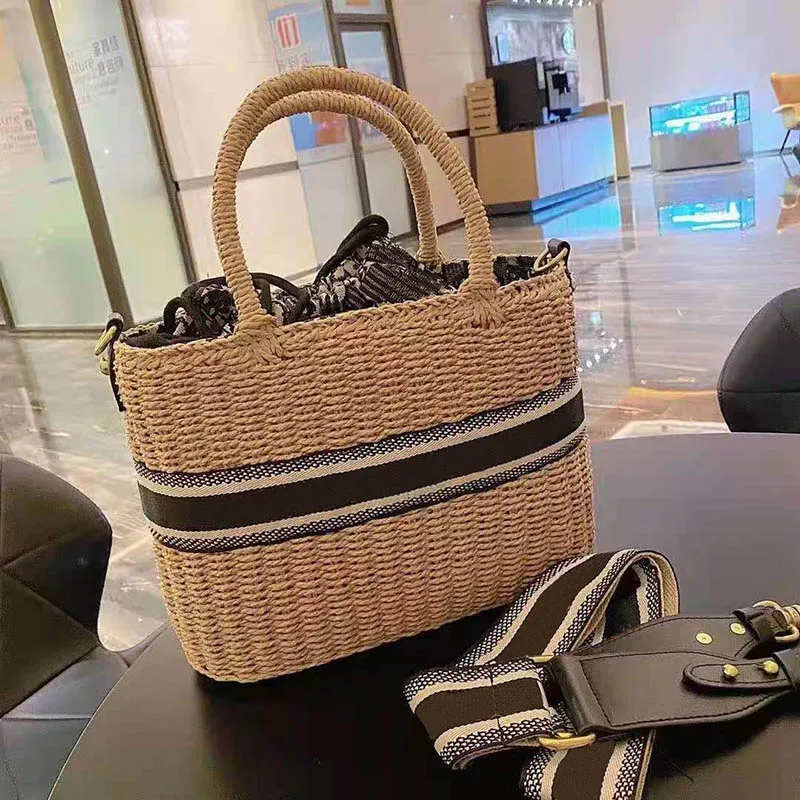 

Женская соломенная сумка ручной работы, летняя пляжная сумка-тоут с алфавитом, 2021