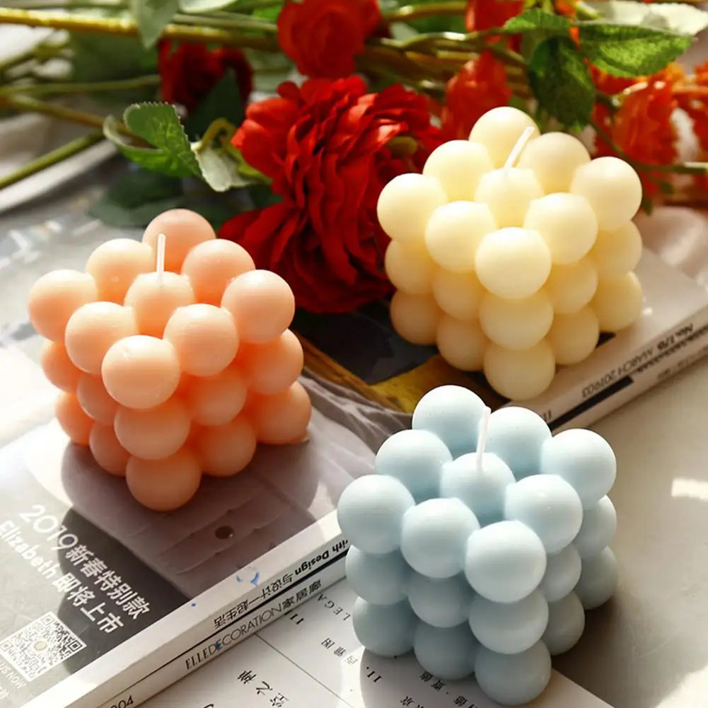 

Hot Sale Bubble Cube Candle Cute Soy Wax Aromatherapy Small Candles Scented Relaxing Birthday Gift 1PCS Home Decor