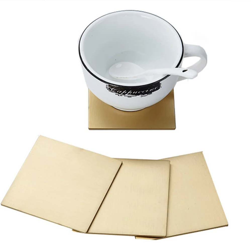 

Copper Tableware Coasters Heat Insulation Pad Placemats Kitchen Accessories for Tea Coffee (Golden)