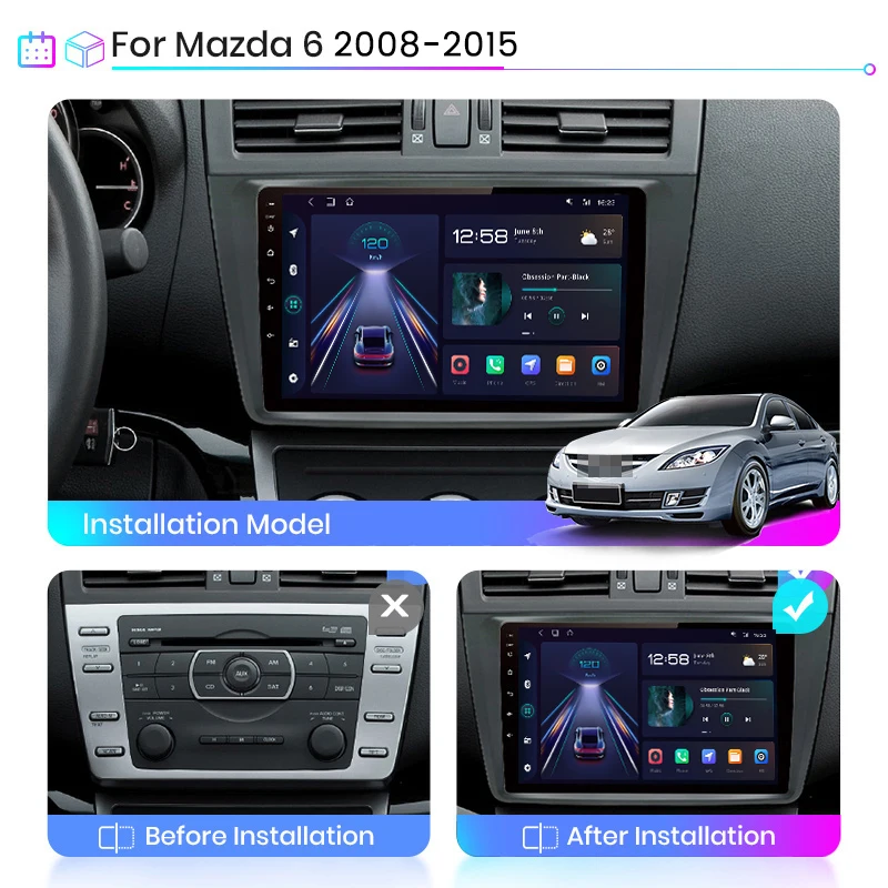 Junsun V1 AI Голосовое CarPlay Автомагнитола Магнитола Мультимедиа автомобиля для мазда 6