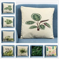 geometric 45x45cm flower simple nordic wind plant linen cushion cover pillow case for home sofa car decor pillowcase