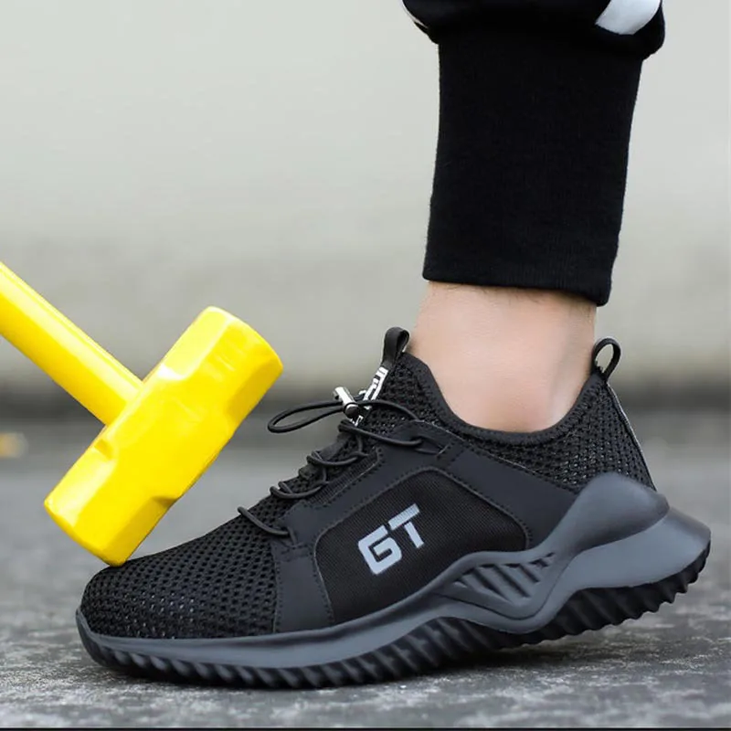 Безопасные кроссовки для мужчин обувь работы оболочка из нержавеющей стали