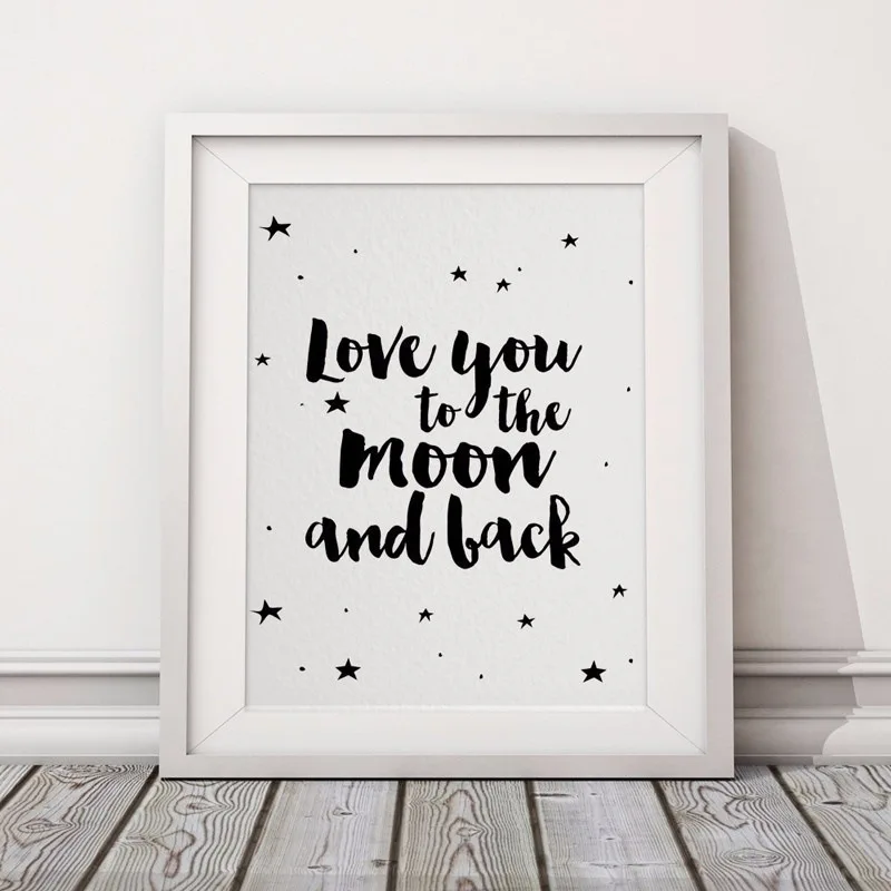 

Lovers' motto Love You to the Moon Canvas Painting Wall Art Home decoration Quotes for Wall Poster Picture