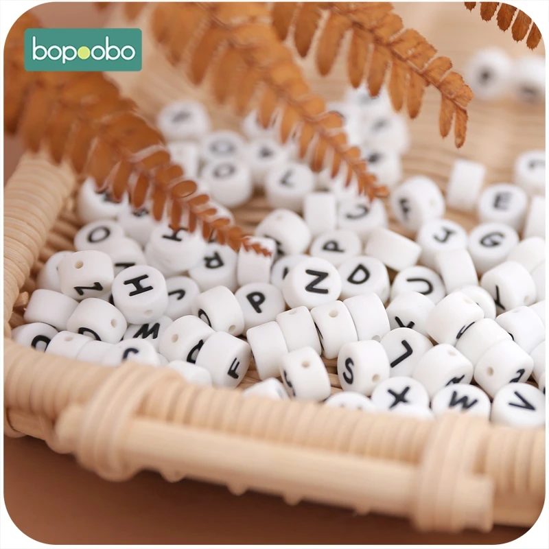Bopoobo 50 шт Силиконовые Круглые бусины для прорезывания зубов буквы Жевательные
