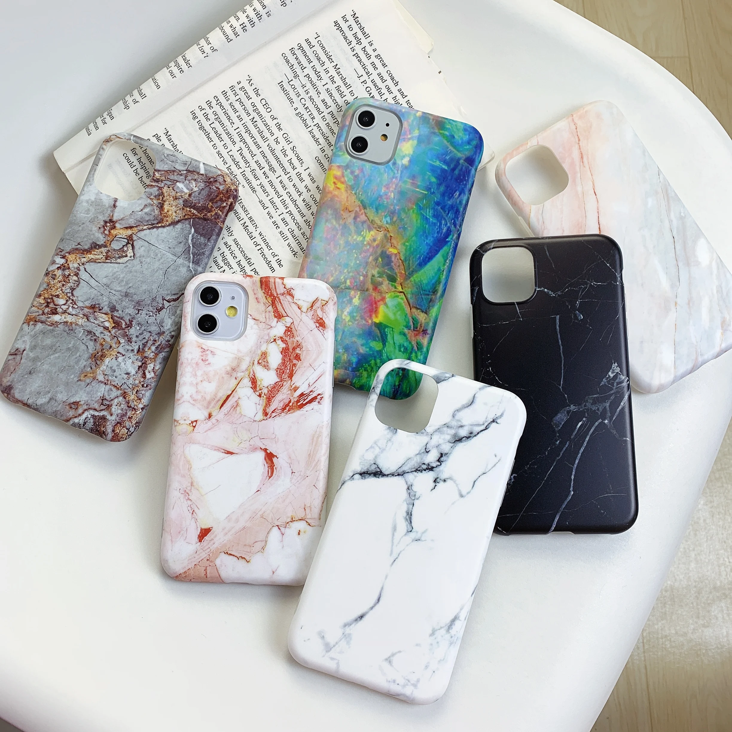 Чехол для телефона CXD iPhone 6 6s 7 8 Plus Роскошный Глянцевый гранитный камень мраморная