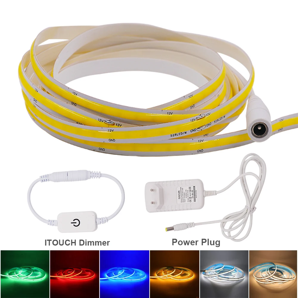 DC 12V 24V 5m светодиодная лента COB полоса iTouch диммер 320LED 384LED 528LED настенный светильник