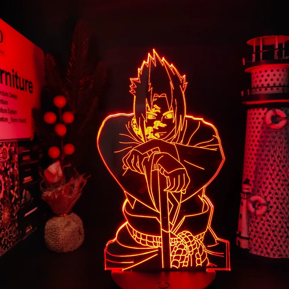 

Naruto Sasuke 3D Night Light Bedroom Decoration Lamp LED Lampara De Noche Dormitorio Creative Anime Lampe Home Decor Bandai Gift