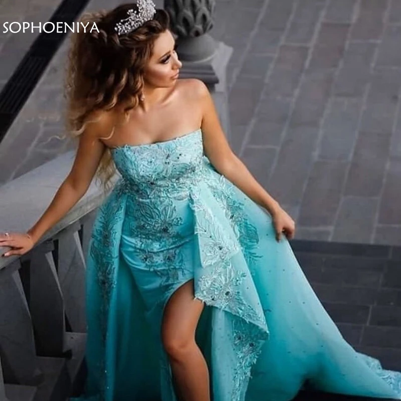 

New Arrival Organza Appliques Lace Prom dresses 2021 Boat Neck abiye Prom dress abendkleider suknie wieczorowe