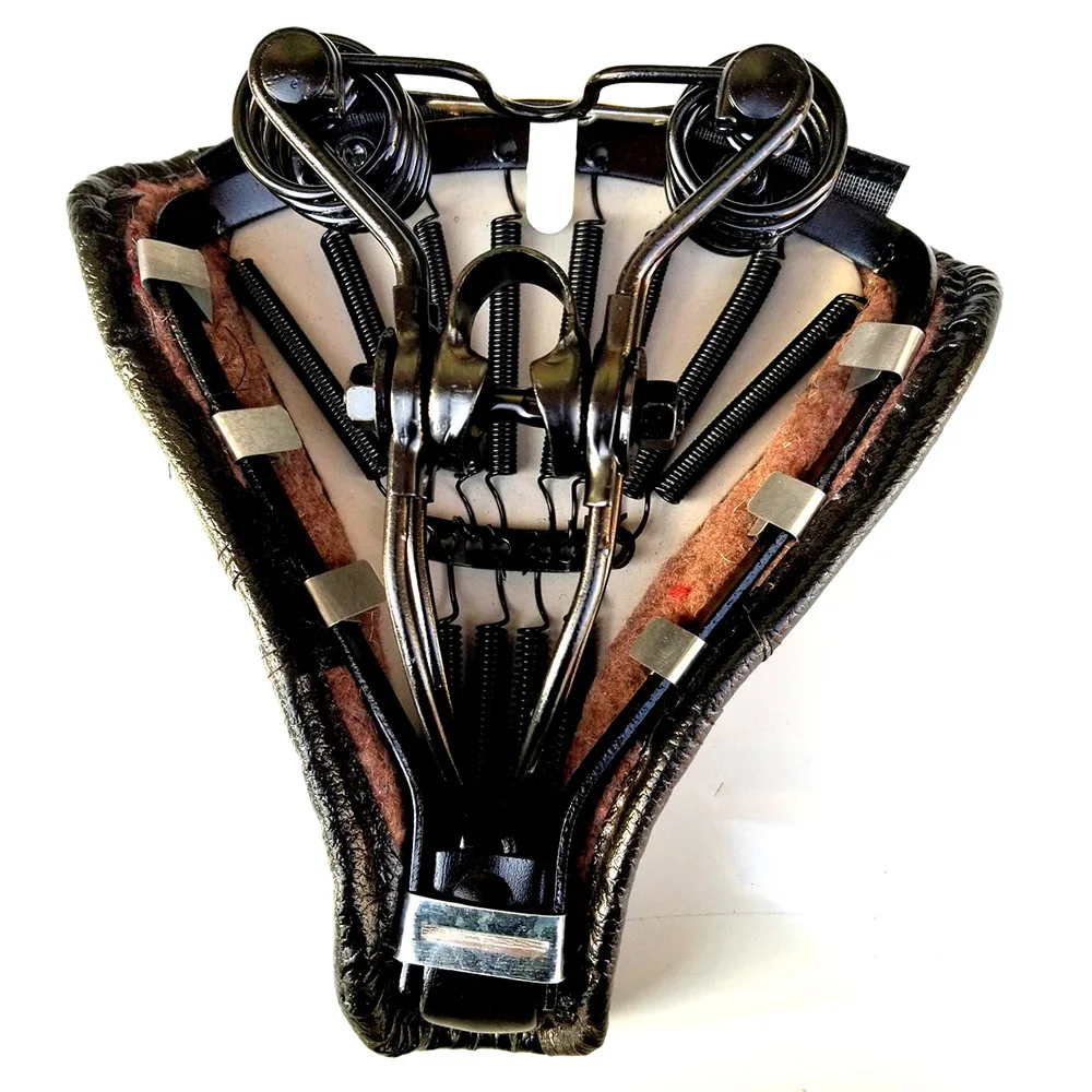 

Vintage Leather Bicycle Saddle Comfortable Soft Spring Cycling Bike Wide Seat Shockproof Bicycle Saddle Durable Parts Accessory