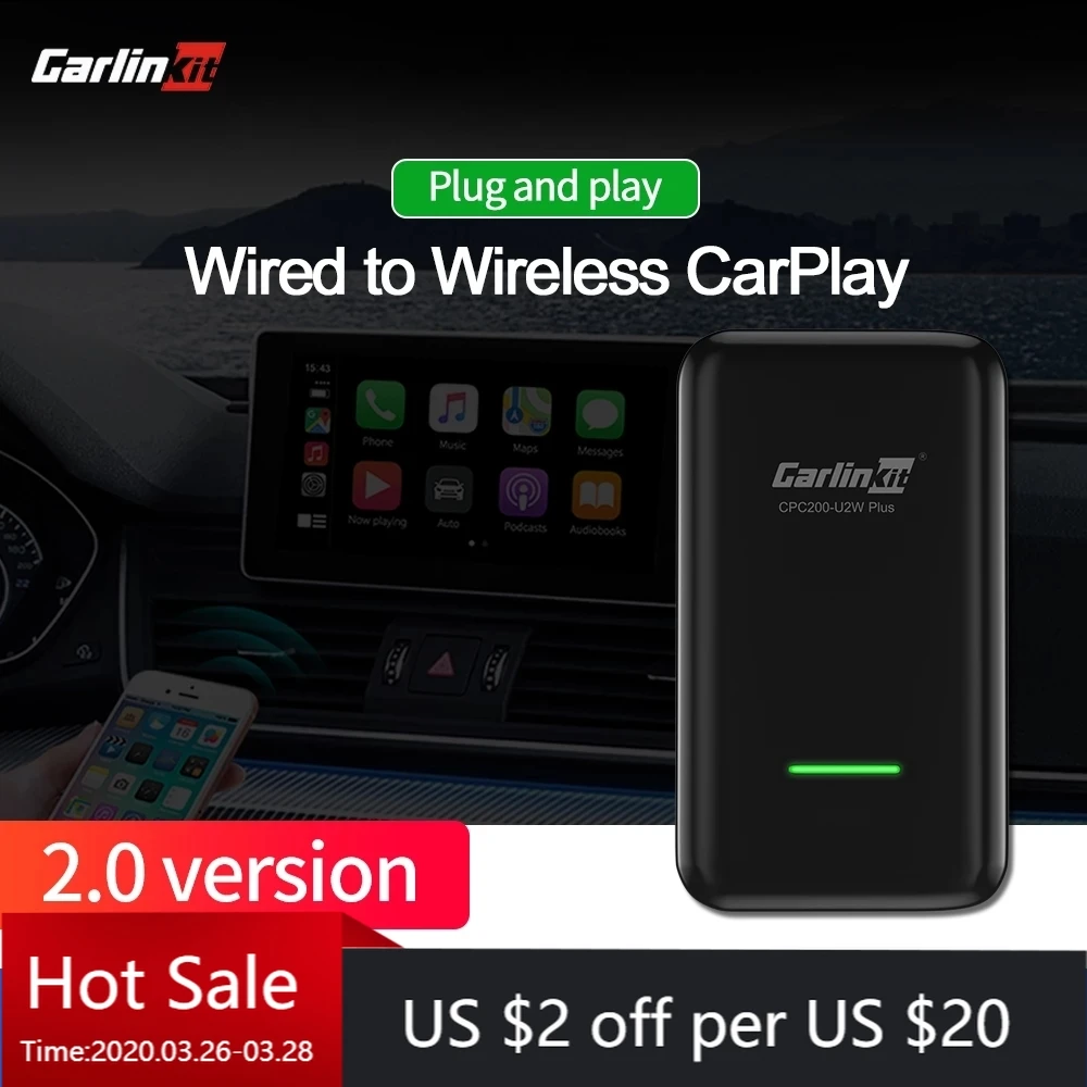 

Carlinkit 2.0 CarPlay Wired To Wireless Car Services Adapter Activator for IPhone Work of Built-in Wired OEM Original CarPlay
