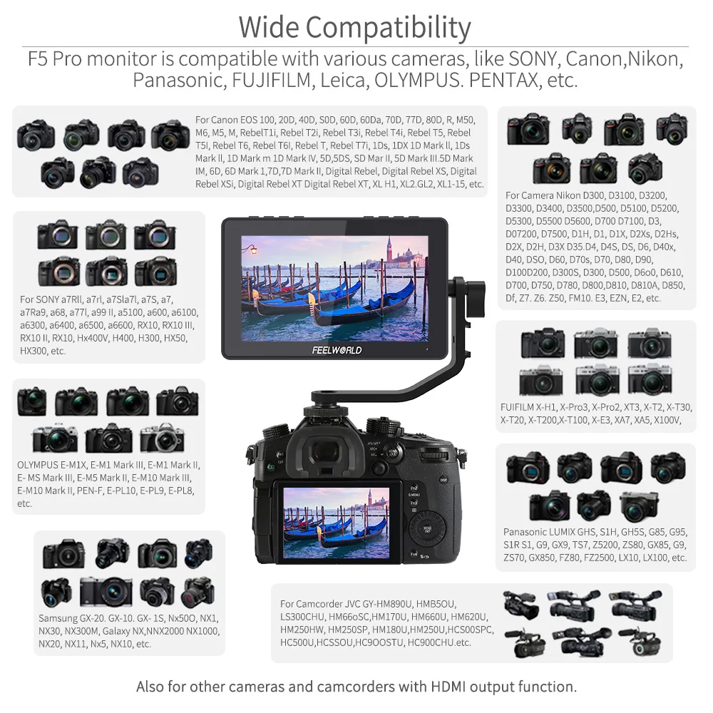 Монитор для камеры FEELWORLD F5 Pro V2 5 дюйма с поддержкой видеофокуса - купить по