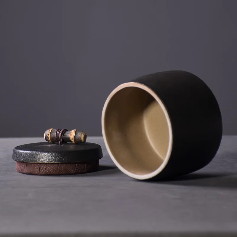 TANGPIN black crockery ceramic tea caddies small canisters chinese kung fu accessories | Дом и сад