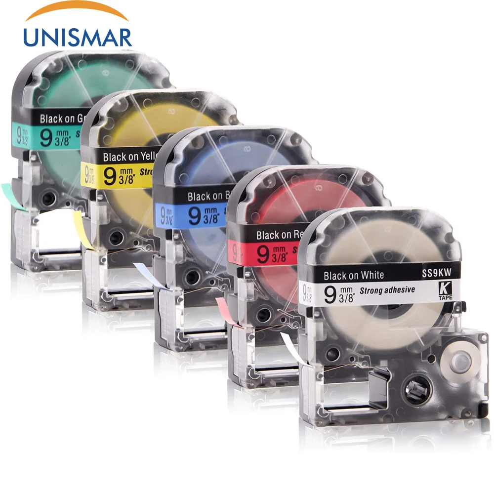 Лента этикеток Unismar для принтеров Epson SS9KW SC9RW SC9YW SC9BW SC9GW 5 шт. работает LabelWorks sc9w
