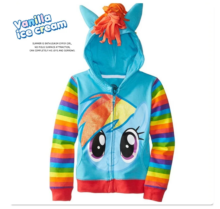 Детские костюмы для косплея Little Pony Girls милая куртка с капюшоном на молнии в стиле