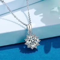 umq 925 silver 1 2 ct flower cut excellent quality pass diamond test moissanite necklace women sunflower pendant necklaces