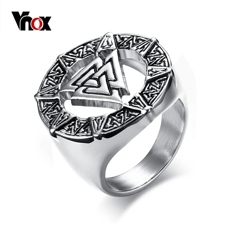 Vnox древних Valknut Кольца или Для мужчин Jewelry Винтаж Нержавеющая сталь мужской hrunger
