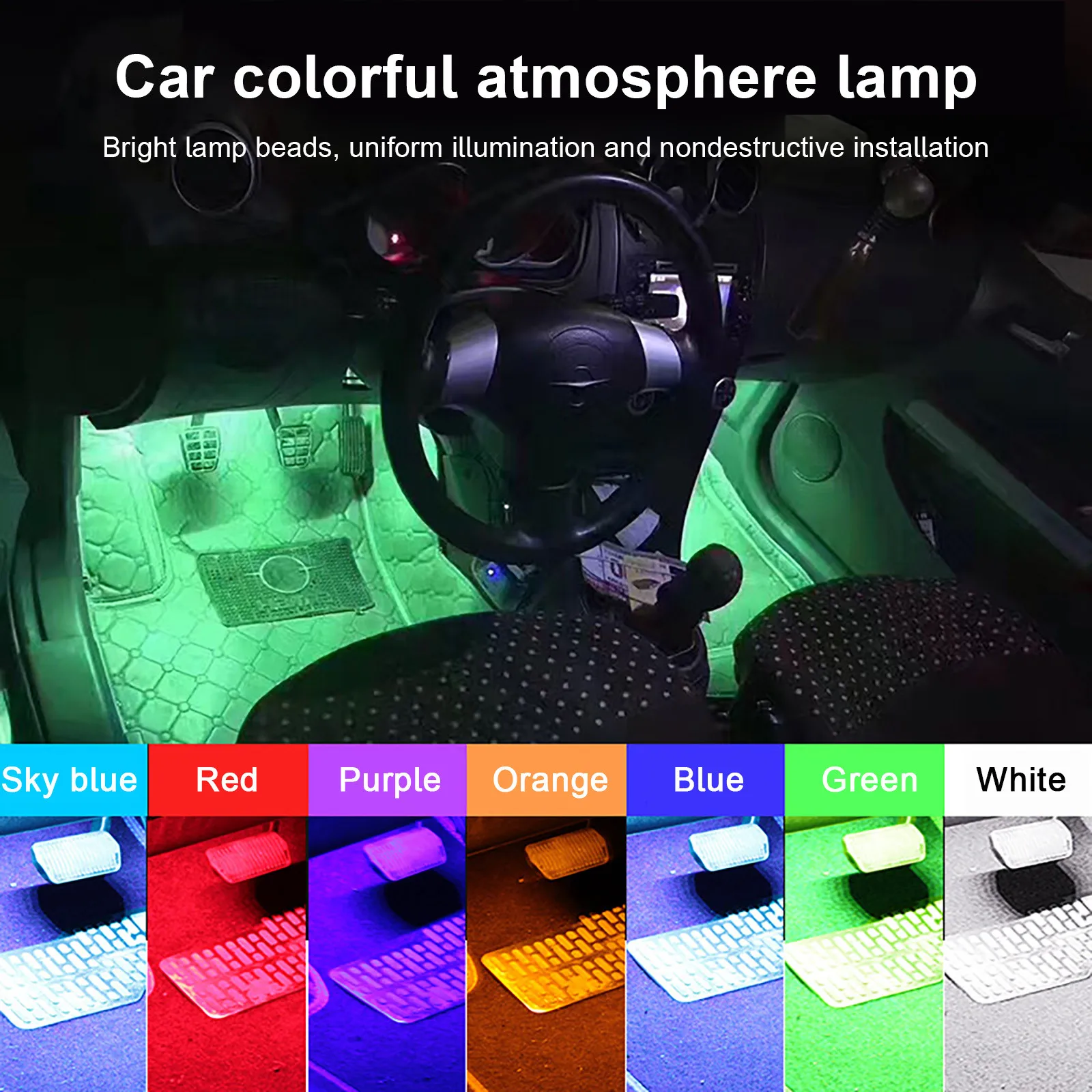 

Refitting Led Interior Ambience Lamp, Usb Ambience Lamp Under Foot, 72 Led