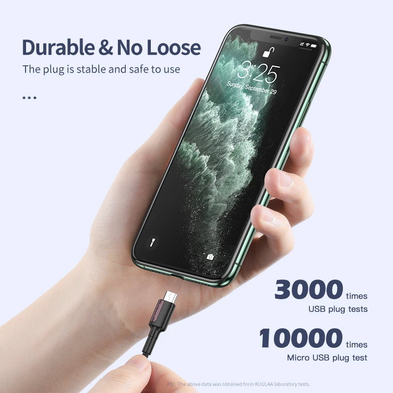 kuulaa micro usb cable 3a nylon fast charge usb data cable for samsung xiaomi lg tablet android mobile phone usb charging cord free global shipping