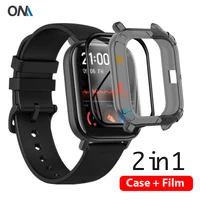 2 in 1 protector case screen protector for huami amazfit gts soft tpu protective cover smart watch film not glass