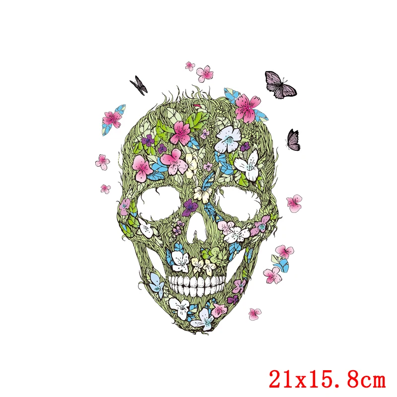 

Skull/Punk Sticker Heat Transfer Iron On Transfers Press For T-Shirts Thermal Stickers Heat Transfer Vinyl For Clothing Applique