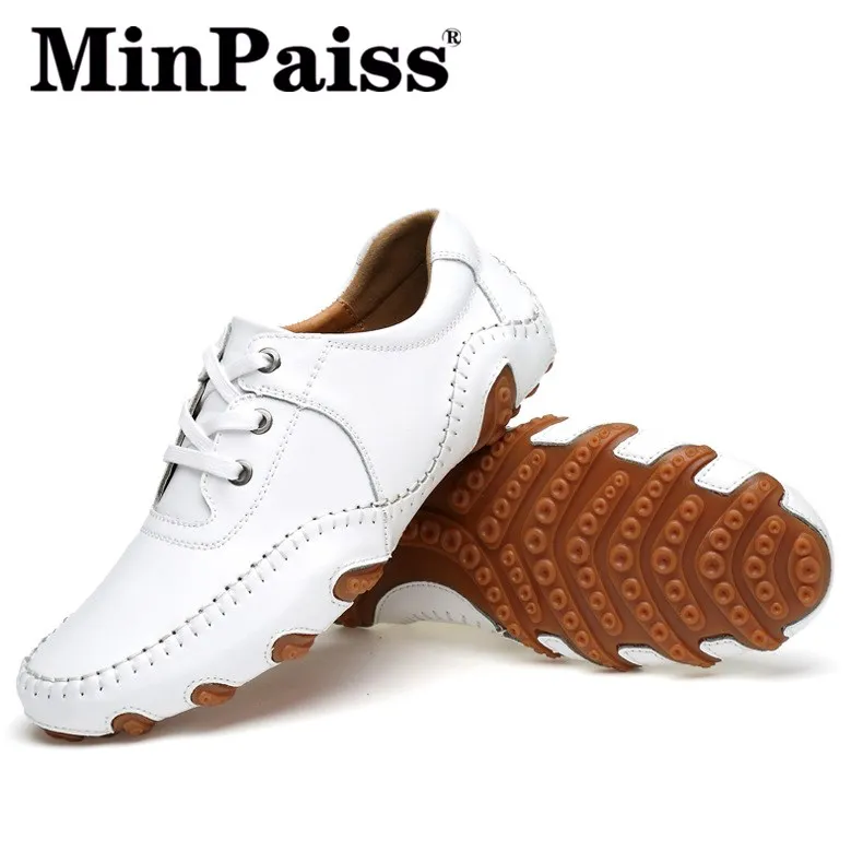 Genuine Leather Men Casual Shoes Luxury Brand 2019 Mens Loafers Moccasins Breathable Slip on Black Driving Plus Size 38-47 | Обувь