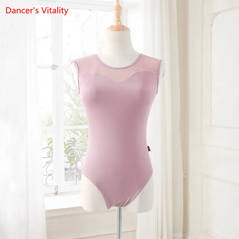 

Ballet Dance Body Suit Mesh Round Neck Onesies Sleeveless Gymnastics Practice Tights Adult Profession Yoga Training Clothing