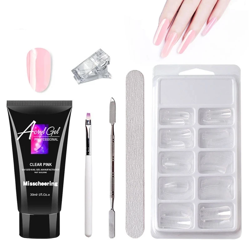 

Poly UV Extension Nail Gel Kit All For Manicure Set Fast Building Gel Cuticle Pusher Finger Extend Mold Gel Polish Set Crystal