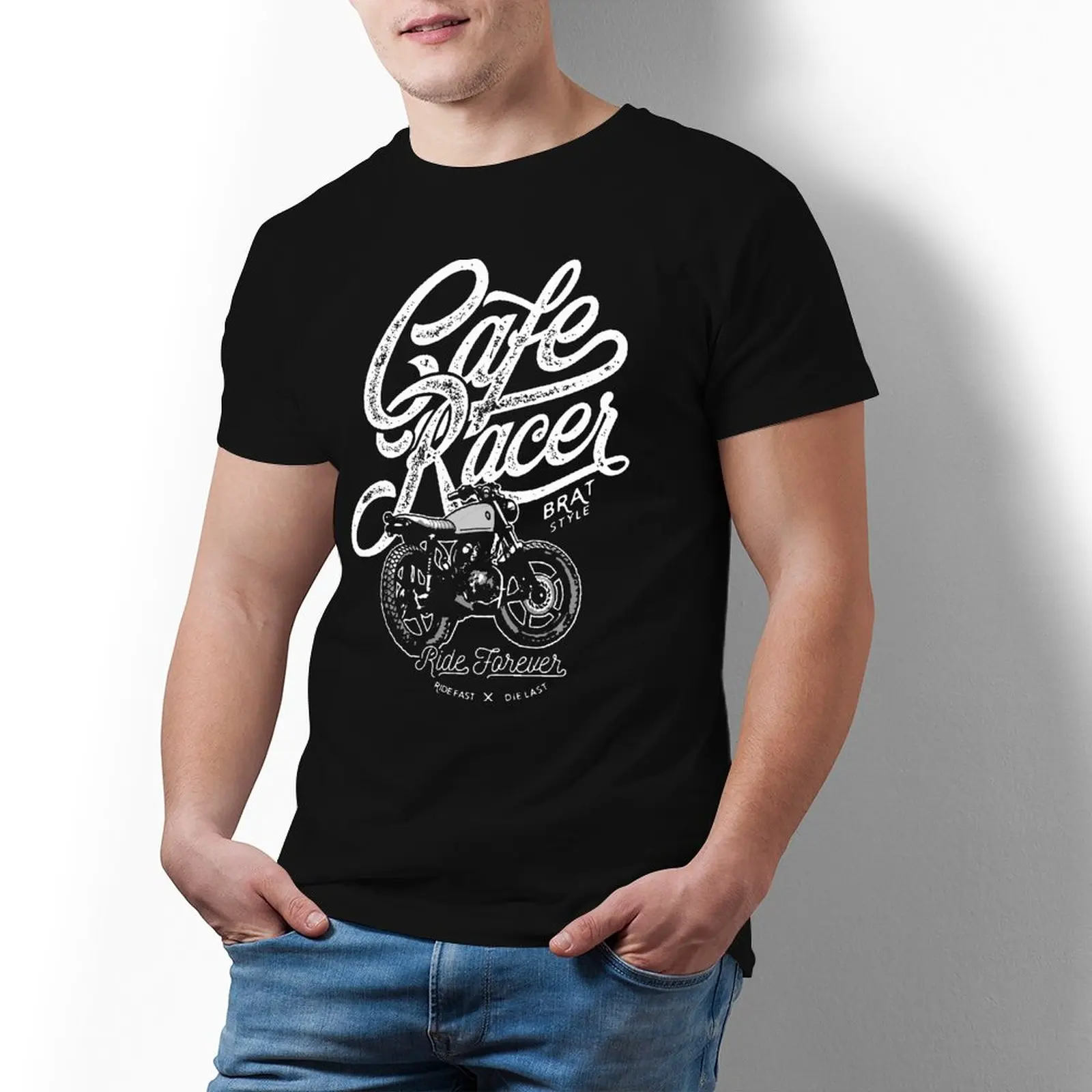 

Футболка мужская оверсайз из хлопка, с принтом, для езды на мотоцикле