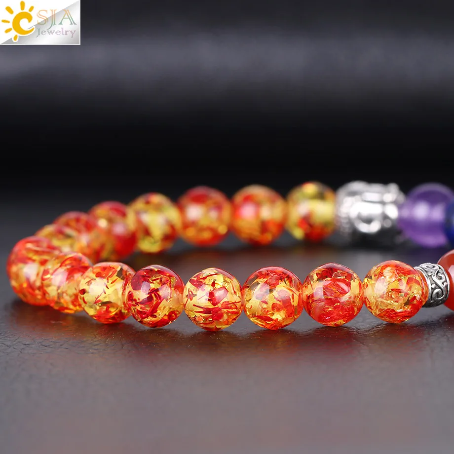 CSJA натуральный драгоценный камень 7 Чакра пьебальд амбар женский шарм браслеты