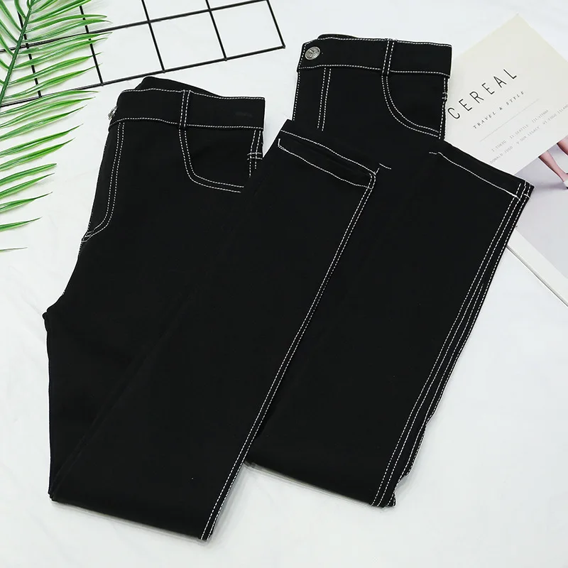 

Black Leggings Women Fashion Pants 2019 New Autumn and Winter High Waist Straight Pencil Pants Plus Size