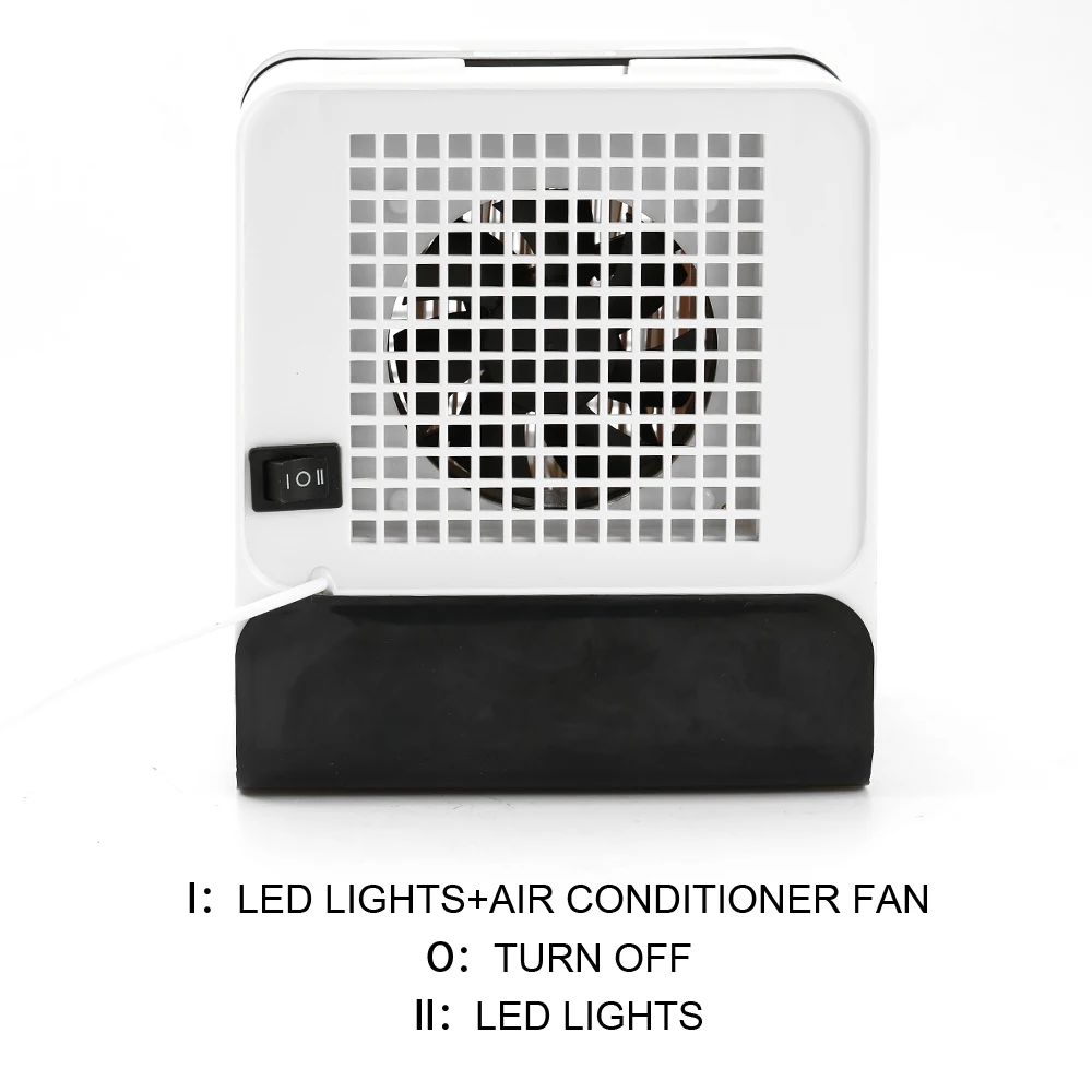 

New Portable Mini USB Air Conditioner Fan Desktop Air Cooler Office Dormitory Cooling Mobile Fan with LED Lights