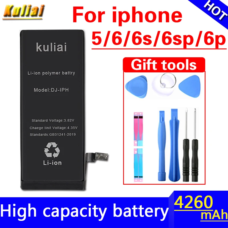 Батарея телефона высокой емкости для iPhone 6 6S 5 Замена батареи 0 цикл батарея plus 6SP с