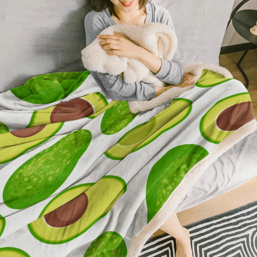 Зеленое желтое Флисовое одеяло с рисунком авокадо для детей мягкое плюшевое | Дом