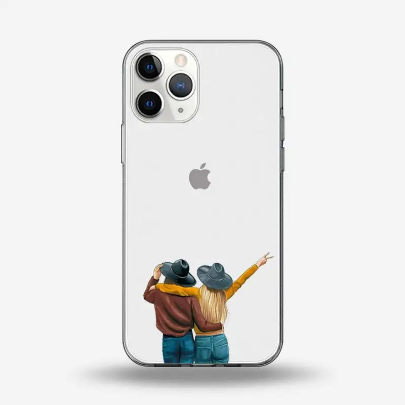 

Best friends sisters couples Phone Case Transparent for iPhone 6 7 8 11 12 s mini pro X XS XR MAX Plus