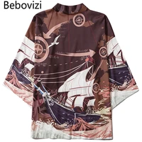 bebovizi sailboat waves japanese style anime kimono haori men women cardigan traditional japanese clothing asian clothes