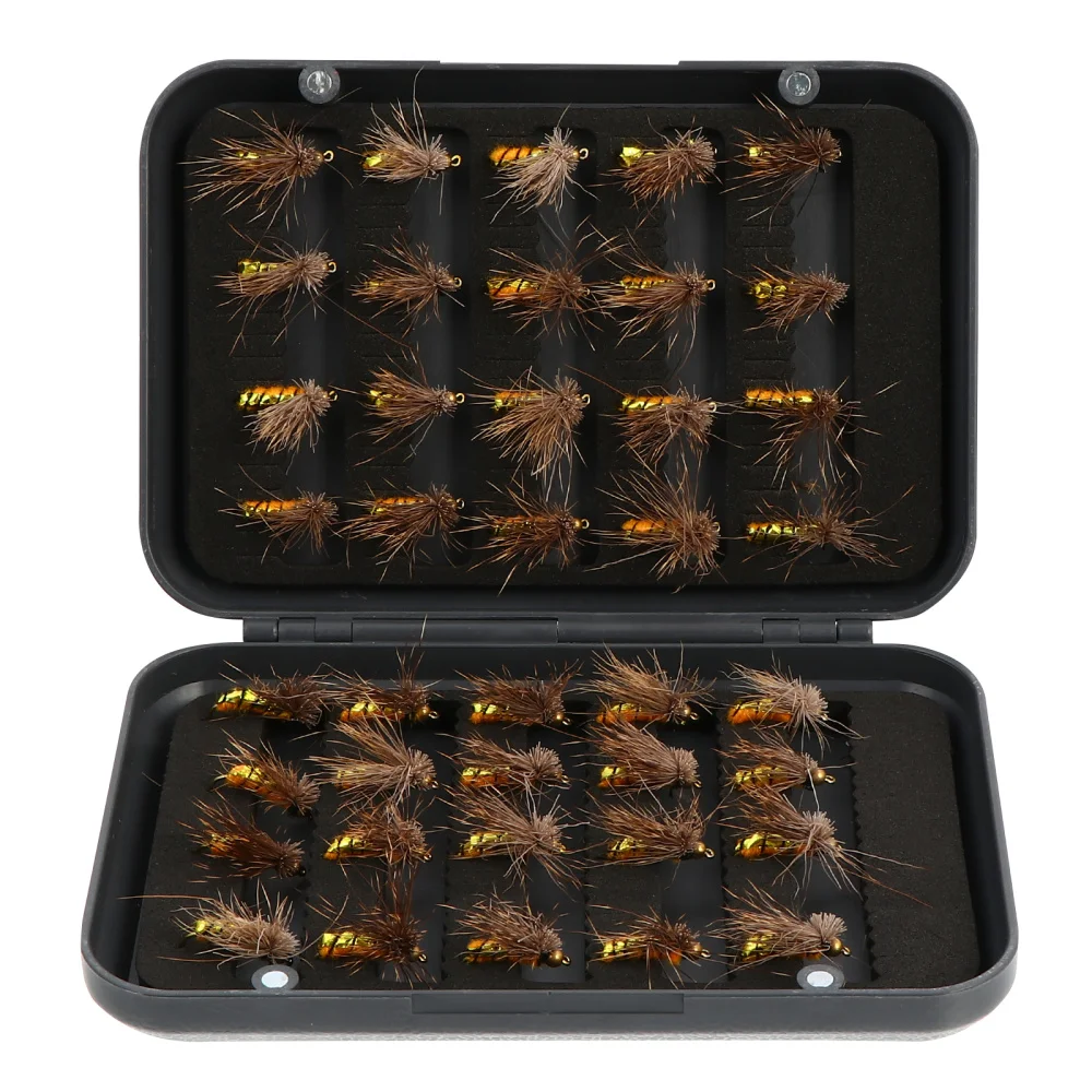 

40Pcs Professional Fishing Flies Hook Fishing Fly Baits Lures with Storage Box