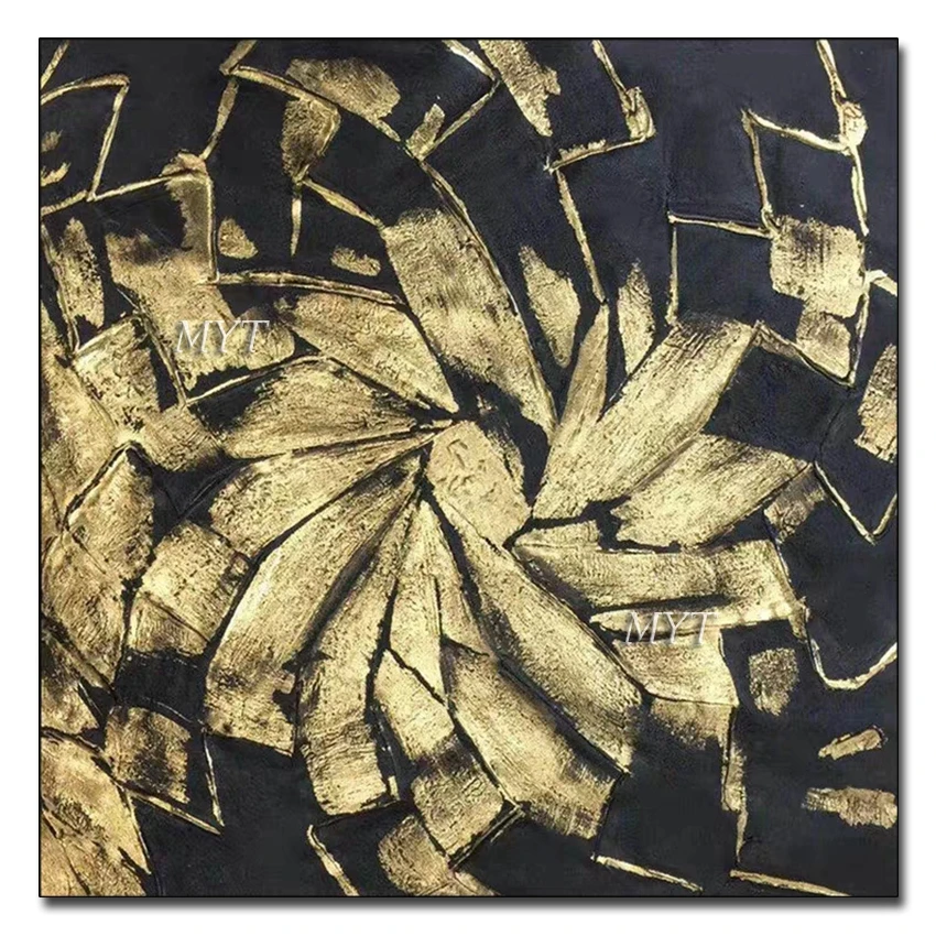 Абстрактная Золотая фольга ручной работы картина маслом холст настенное