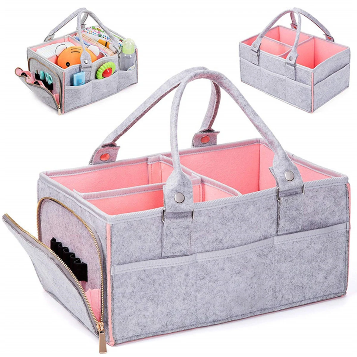 

Baby Diaper Caddy Organizer Baby Nappy Storage Basket+Multi Pockets Large Nappy Storage Bags Baby Newborn Necessities Wipes Bag
