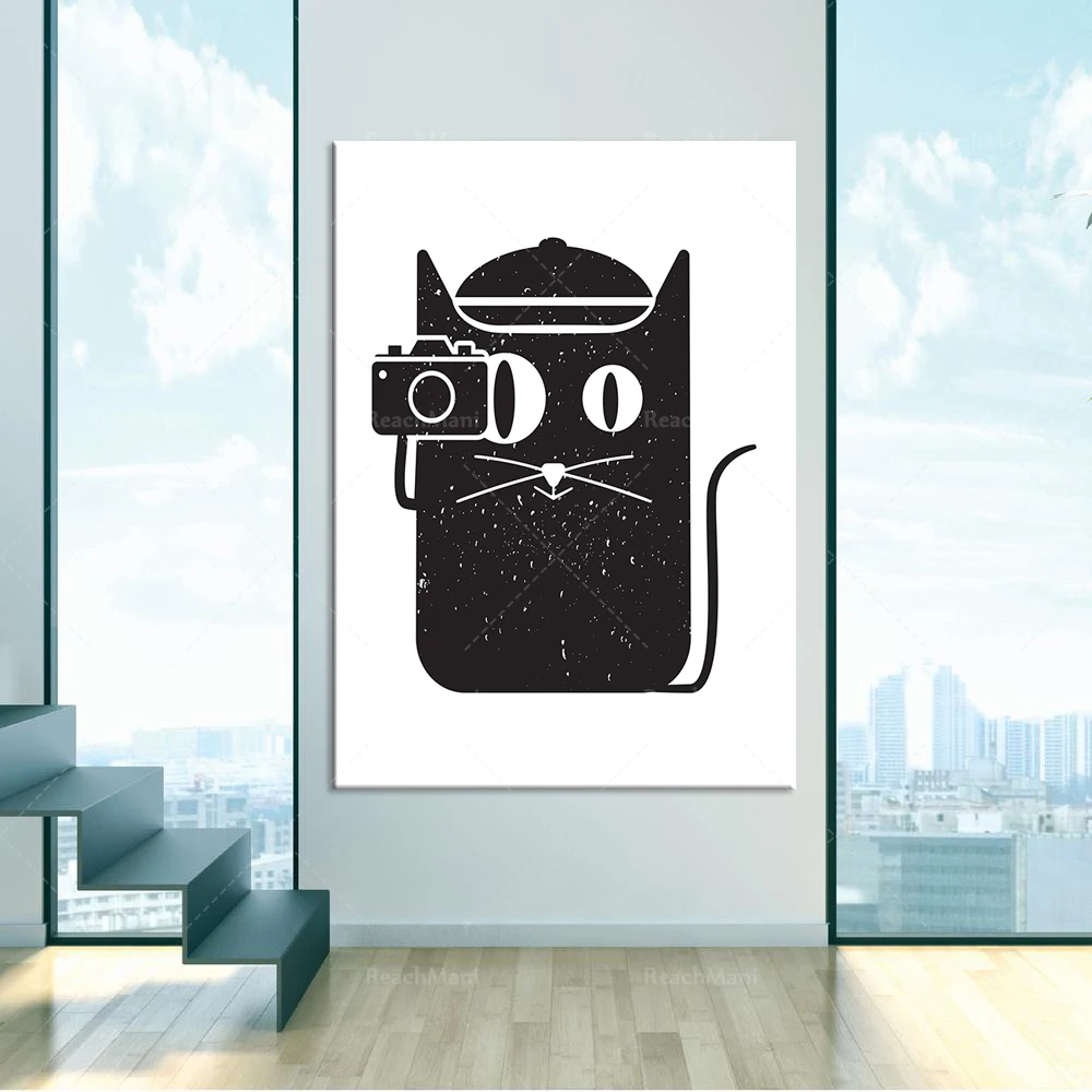 

Cat lover gift, cat and camera, photographer gift, cat poster cat art, cat illustration, cat wall, art, cat art, print, cat deco