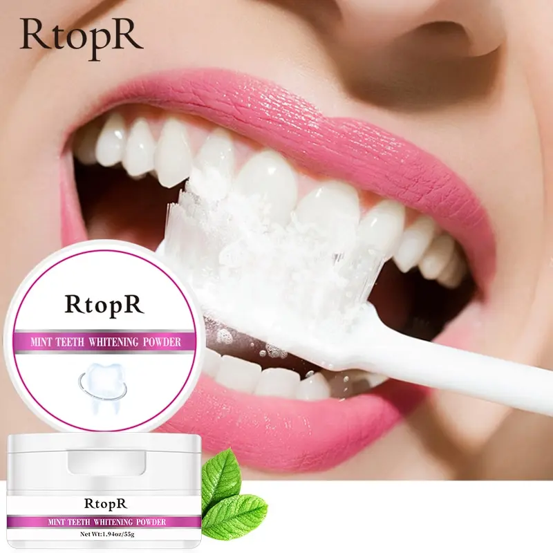 

RtopR Teeth Whitening Powder Natural Pearl Essence Oral Hygiene Remove Stains Plaque 55g