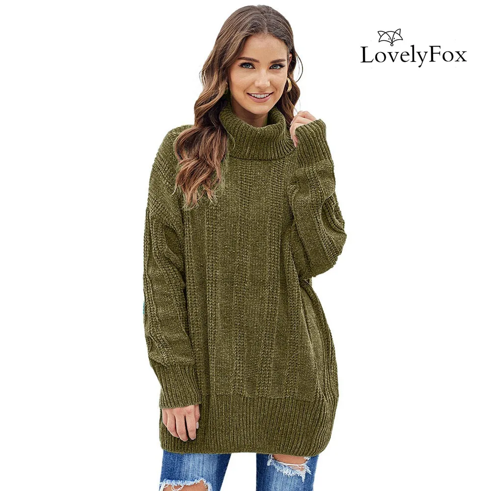 COLOR 3 LOVELYFOX/4 цвета, однотонный мягкий бархатный вязаный джемпер с пышными рукавами, пуловеры, водолазка, Повседневная Уличная одежда, мягкий свитер из синели - Цвет: COLOR 3