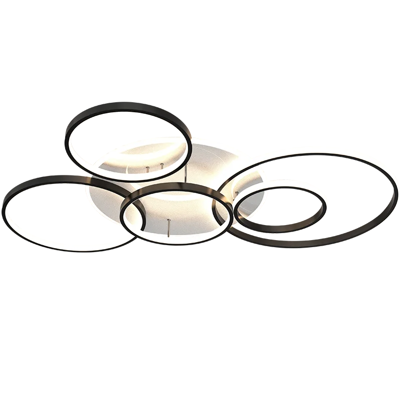 

6/5/3/2 Circle Rings Modern Chandelier led for living Room bedroom study room matte Black/Gold Color Chandelier Lamp Fixture