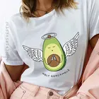 Премиум летняя футболка Harajuku Kawaii Avocado Vegan, футболка, повседневные топы с изображением ангела и авокадо, женские футболки с изображением Святой гуакамоле