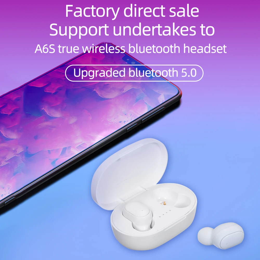 A6S BT 5,0 TWS гарнитуры для Xiaomi iPhone huawei samsung для Redmi Airdots Беспроводные наушники с шумоподавлением с микрофоном