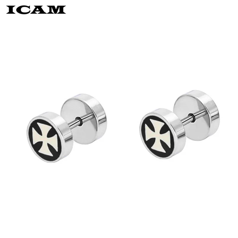 Женские и мужские сережки гвоздики ICAM готические круглые серьги капельки из