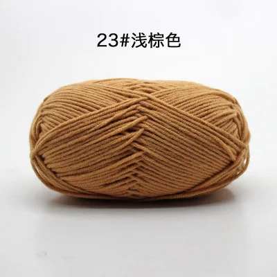 23 light brown 1 шт. = 50 г 62 цвета хлопок Детская Пряжа молочного оттенка камвольная хлопок крючком нитки для ручного вязания шерсть линия окрашенная нить - Цвет: 23 light brown