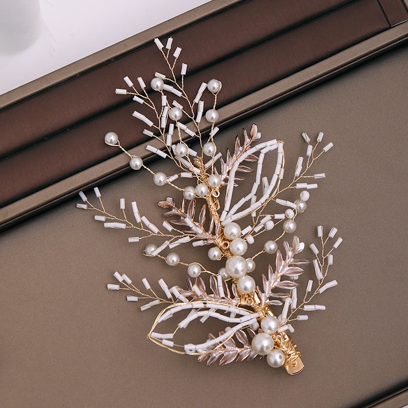 

Pearl Hair Clip Bridal Headpiece Women Wedding Hair Jewelry Clip Headband Ornament Hairpins Bride Hair Accessories