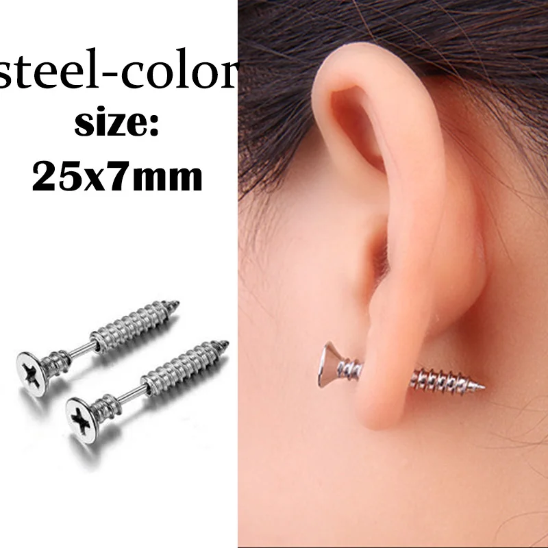 Style 19 1 пара, панк, черные, несколько стилей, нержавеющая/титановая сталь, серьги-гвоздики для мужчин и женщин, готический, уличный стиль, хип-хоп, серьги, ювелирные изделия - Metal Color: Style 19
